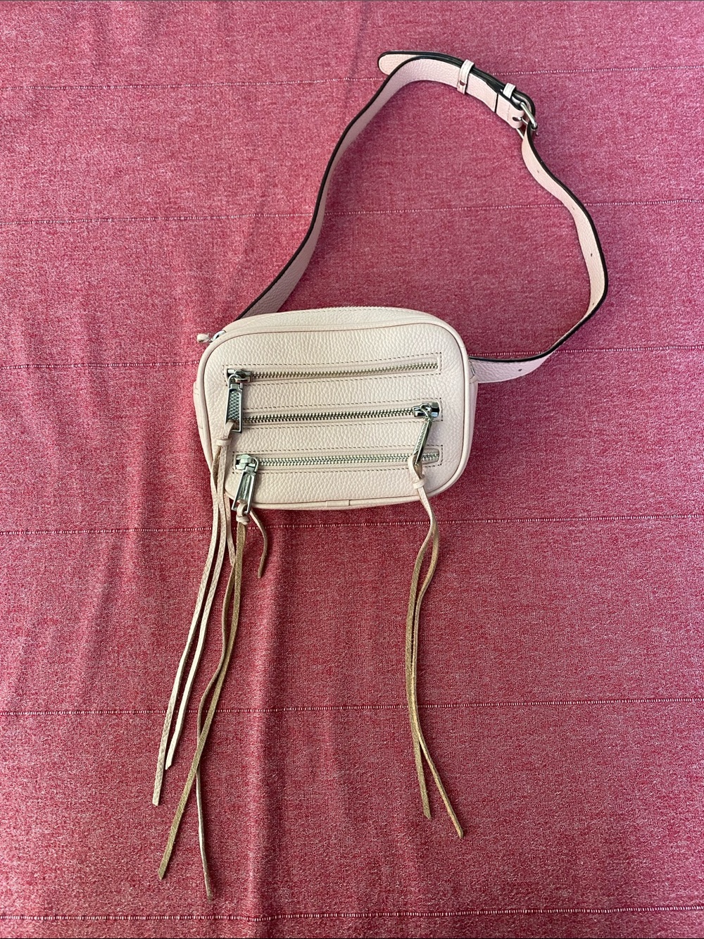 Rebecca Minkoff three zip leather belt bag-blush pink